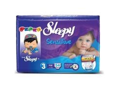 Sleepy Sensitive Bebek Bezi Midi Jumbo Paket 3 Beden 4-9 Kg 34 Adet