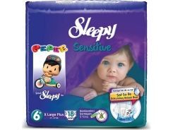 Sleepy Sensitive Bebek Bezi XL Plus Jumbo Paket 6+ Beden 17-27 Kg 18 Adet