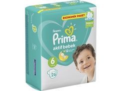 Prima Bebek Bezi Aktif Bebek Ekstra Large Ekonomik Paket 6 Beden 13-18 Kg 26 Adet